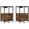 Image de Vidaxl Table De Nuit Avec Station De Chargement 2 Pcs ChÃªne FumÃ©