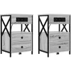 Image de vidaXL Cabinet de chevet avec tiroir 2 pcs Sonoma gris 40 x 31 x 60 cm