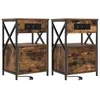 Image de Vidaxl Armoires De Chevet Avec Tiroir 2 Pcs ChÃªne FumÃ© 40 X 31 X 60 Cm
