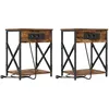 Image de Vidaxl Cabinet De Chevet 2 Pcs ChÃªne FumÃ© 41 X 31 X 51 Cm