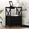 Image de vidaXL Table de nuit avec station de chargement avec tiroir ChÃªne noir