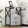 Image de vidaXL Table de nuit avec station de chargement 2 pcs Sonoma gris