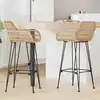 Image de vidaXL Chaise de bar 2 pcs Naturel 55 x 52 x 92 cm Rotin et mÃ©tal
