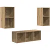 Image de Vidaxl Ensemble De Meubles Tv 3 Pcs ChÃªne Artisanal 37 X 37 X 107 Cm