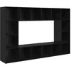 Image de vidaXL Ensemble meuble TV Montage mural avec stockage 4 pcs Noir 37 x 37 x 142.5 cm