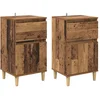 Image de vidaXL Cabinet de chevet avec tiroir 2 pcs Bois ancien 40 x 35 x 70 cm