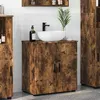 Image de Vidaxl Cabinet De Salle De Bain Avec Porte ChÃªne FumÃ© 61 X 35 X 64 Cm