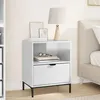 Image de vidaXL Table de chevet avec tiroir Blanc brillant 49 x 36 x 61 cm