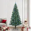Image de vidaXL Sapin de NoÃ«l artificiel prÃ©-Ã©clairÃ© Vert 240cm PVC et mÃ©tal