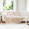 Image de vidaXL Couverture en Fourrure de Lapin SynthÃ©tique Beige 220 x 240 cm