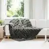 Image de vidaXL Couverture en Fourrure de Lapin SynthÃ©tique Gris foncÃ©