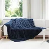 Image de vidaXL Couverture en Fourrure de Lapin SynthÃ©tique 4 pcs Bleu Marine