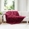 Image de vidaXL Couverture en Fourrure de Lapin SynthÃ©tique Rouge Bordeaux