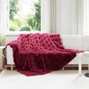 Image de vidaXL Couverture en Fourrure de Lapin SynthÃ©tique Rouge Bordeaux