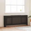 Image de vidaXL Cache-Radiateur 2 pcs Noir (142-205) x 20.5 x 81.5 cm