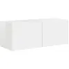 Image de vidaXL Meuble TV mural Montage mural Blanc Brillant 60 x 31 x 29.5 cm
