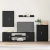 Image de vidaXL Ensemble de meuble TV 4 piÃ¨ces avec Ã©tagÃ¨re Montage mural avec stockage avec porte 4 pcs ChÃªne noir