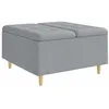Image de vidaXL Tabouret bouton avec coussin Gris clair 80 x 80 x 45 cm tissu