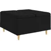 Image de vidaXL Tabouret bouton avec coussin Noir 80 x 80 x 45 cm tissu