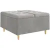 Image de vidaXL Tabouret bouton avec coussin Gris clair 80 x 80 x 45 cm Velours