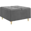 Image de vidaXL Tabouret bouton avec coussin Gris foncÃ© 80 x 80 x 45 cm Velours