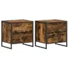 Image de vidaXL Table de chevet avec tiroir 2 pcs ChÃªne FumÃ© 50 x 39,5 x 50 cm