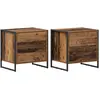 Image de vidaXL Table de chevet avec tiroir 2 pcs Bois Ancien 50 x 39,5 x 50 cm