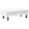 Image de vidaXL Table d'appoint avec roues Blanc 90 x 50 x 30 cm