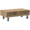 Image de vidaXL Table d'appoint avec roues ChÃªne artisanal 90 x 50 x 30 cm