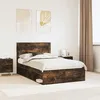 Image de vidaXL Cadre de lit avec matelas ChÃªne fumÃ© 135 x 190 cm Pin massif