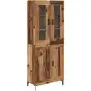 Image de vidaXL Haut Armoire Montage mural 2 pcs Bois ancien 69,5 x 34 x 180 cm