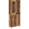 Image de vidaXL Haut Armoire Montage mural 2 pcs Bois ancien 69,5 x 34 x 180 cm