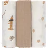 Image de Lot de 3 langes en coton bio little mateys (85 x 85 cm)