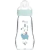 Image de MAM Biberon en Verre 2 mois + 2 plats "Ours/Hérisson" - Bleu 260 ml