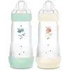 Image de Biberon anti-colique MAM Easy Start 4 mois+ - Débit rapide - Menthe "Baleine" + coton "Poisson" Pack de 2 x 320 ml