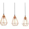 Image de Suspension Vintage 3 Lampes, Finition Cuivre