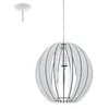 Image de Eglo Cossano - Suspension Ã 1 Ampoule SphÃ©rique Blanche Avec Abat-Jour En Bois, E27