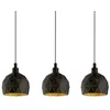 Image de Roccaforte Plafonnier Suspendu Ã 3 Lampes Ã Barre Droite Noir, Or