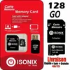 Image de ISONIX Carte MÃ©moire Micro-sd 128 go Micro SDHC/SDXC + Adaptateur 100% RÃ©el Class 10 + lecture carte