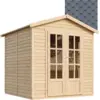 Image de Cabane en bois avec plancher, avec bardeaux bitumineux couleur 233x222x233cm