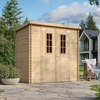 Image de Abri de jardin en bois avec sol traité 204x142x200cm 2.22m2 - beige