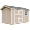 Image de Abri de jardin qualité premium 8,68m² 252x250x412cm bardeaux bitumineux marron