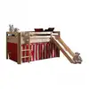 Image de Vipack pino lit compact avec toboggan pin massif nature + rideau de lit chucky