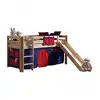 Image de Vipack pino lit compact avec toboggan pin massif nature + rideau de lit domino