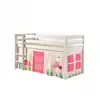 Image de Vipack pino lit sureleve en pin massif avec sommier blanc + rideau de lit spring