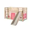 Image de Vipack pino lit compact avec toboggan pin massif nature + rideau de lit spring