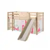 Image de Vipack pino lit compact avec toboggan pin massif nature + rideau de lit princes