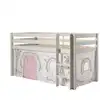 Image de Vipack pino lit sureleve en pin massif avec sommier blanc + rideau de lit birdy