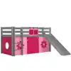 Image de Vipack lit enfant surélevé avec toboggan pino 90x200cm gris pink flower