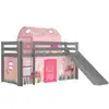 Image de Vipack lit enfant surélevé avec toboggan pino 90x200cm spring
